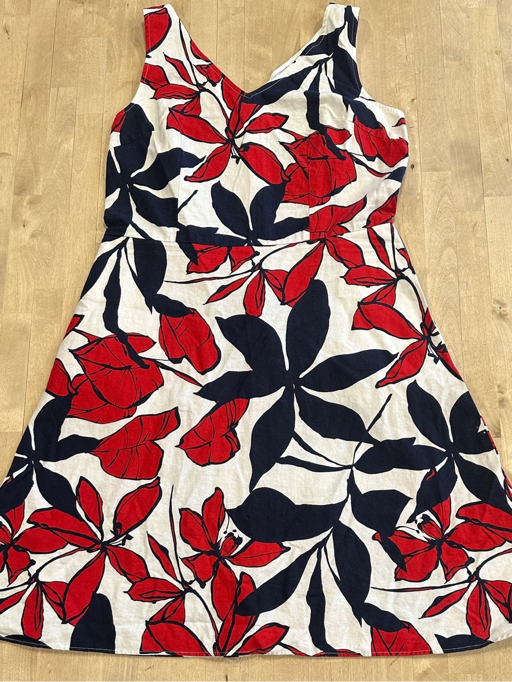 Liz Claiborne Red & Navy Floral Midi Dress